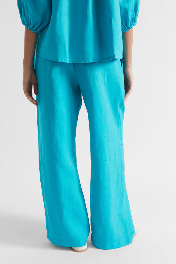 Core Linen Wide Leg Tie Pant  Peacock Blue  hi-res