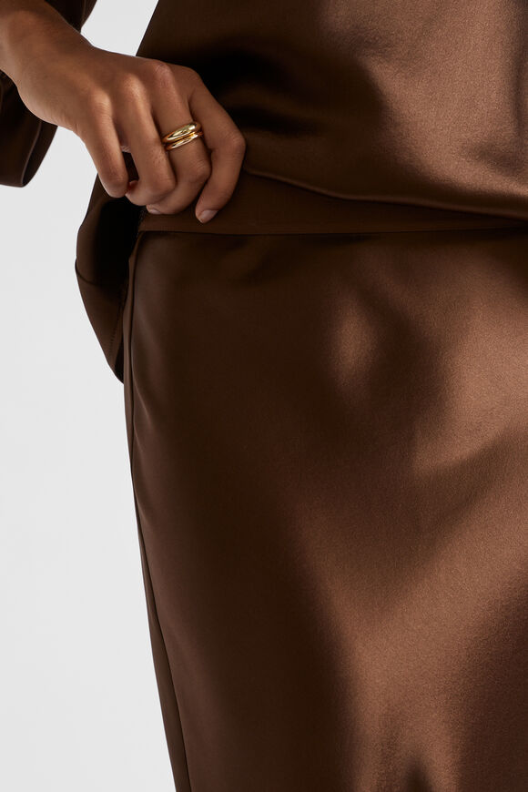 Satin Slip Midi Skirt  Hot Chocolate  hi-res