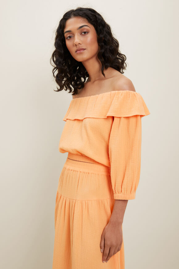 Cheesecloth Frill Top  Cantaloupe  hi-res