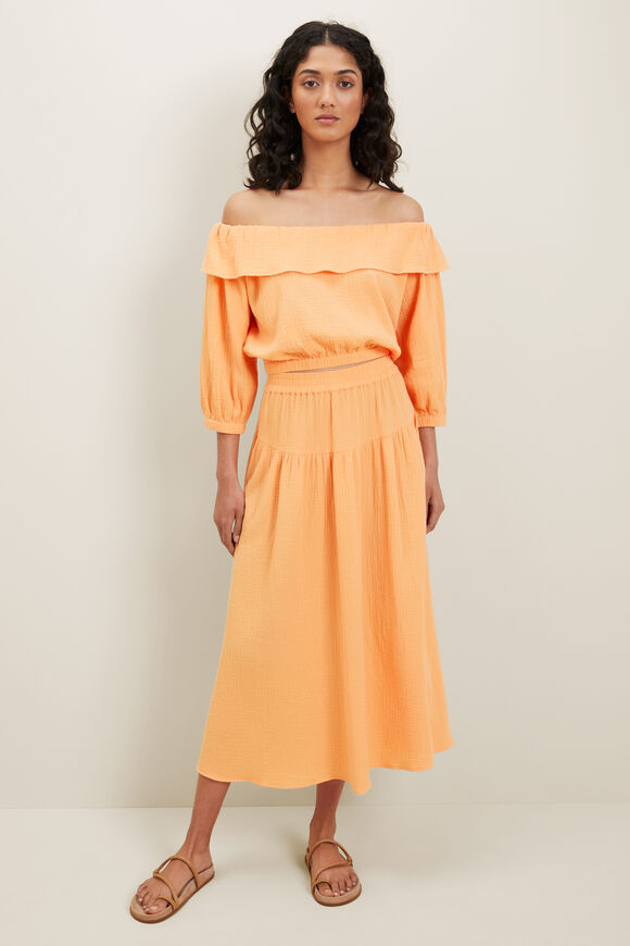 Cheesecloth Frill Top  Cantaloupe  hi-res