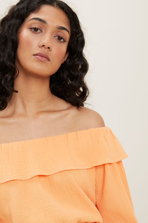Cheesecloth Frill Top  Cantaloupe  hi-res
