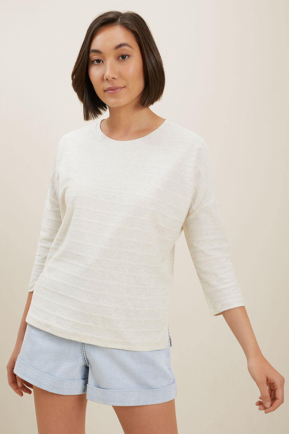 Self-Stripe Top  Cloud Cream Marle