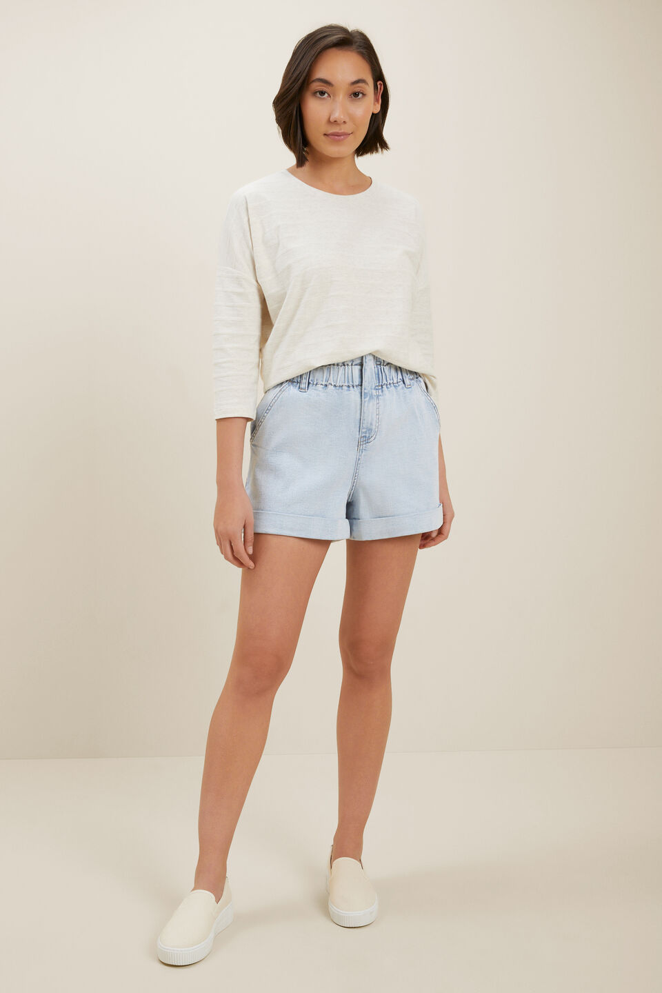 Self-Stripe Top  Cloud Cream Marle