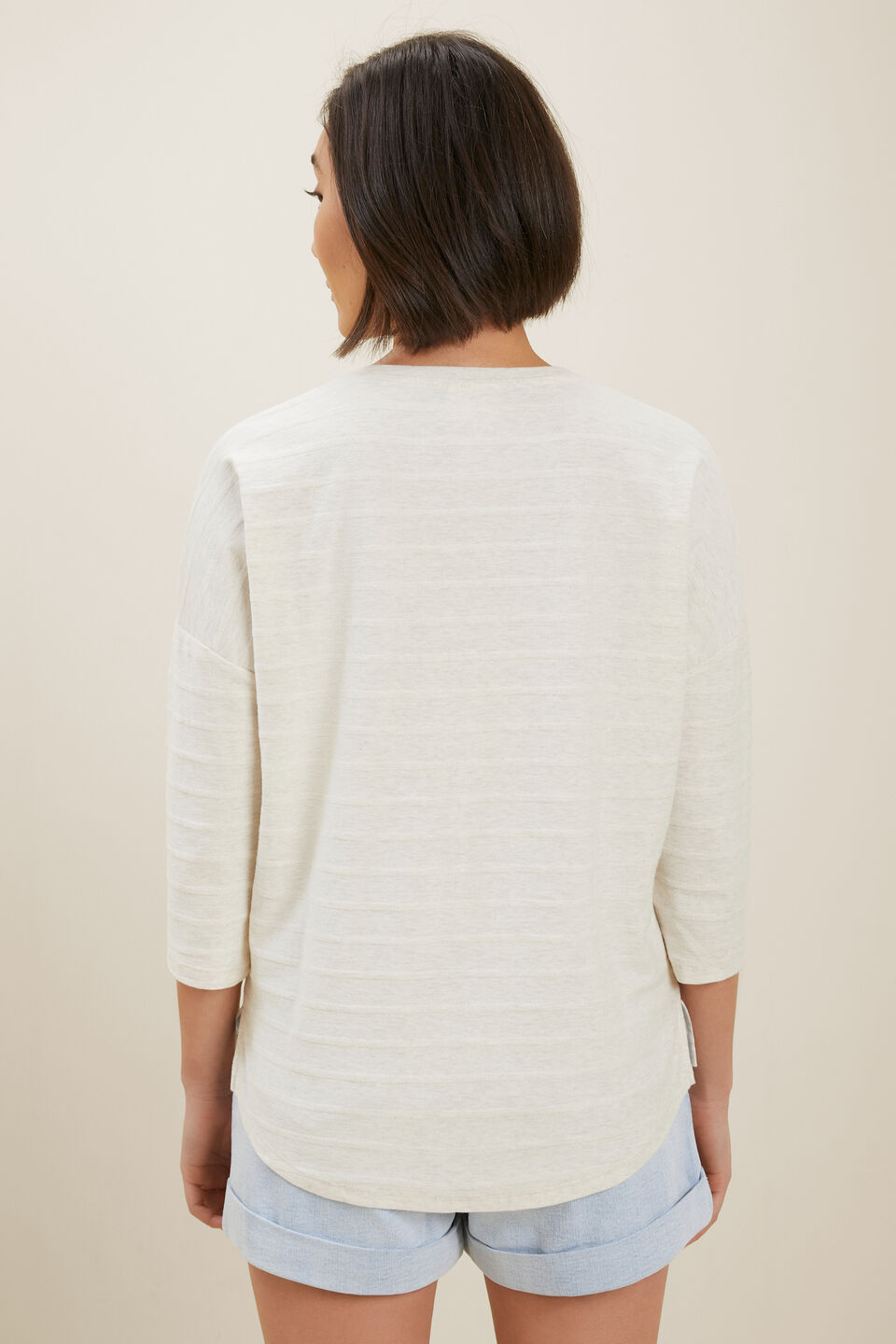 Self-Stripe Top  Cloud Cream Marle
