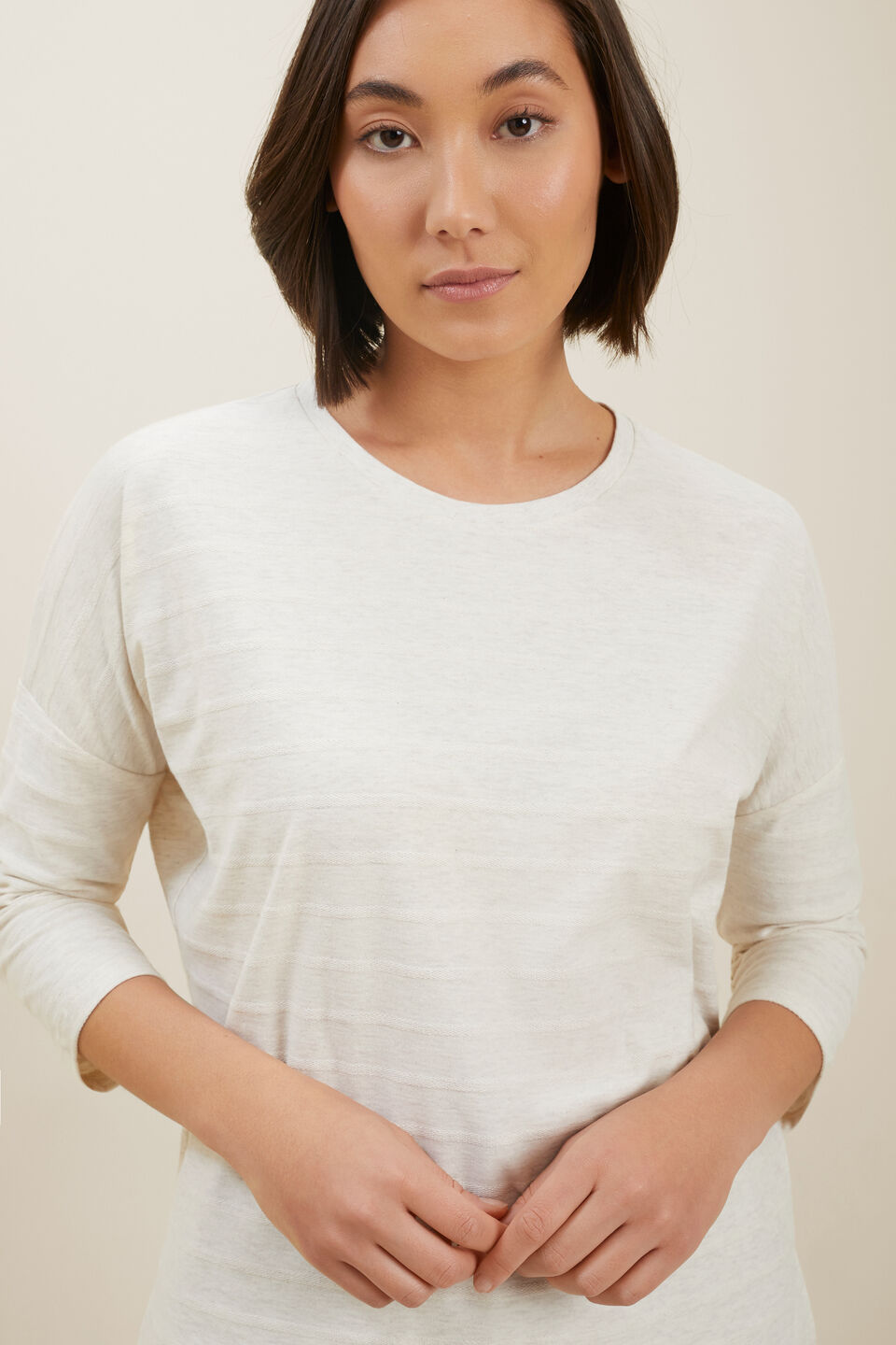 Self-Stripe Top  Cloud Cream Marle