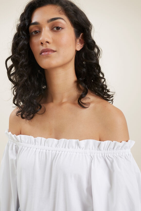 Frill Off Shoulder Top  Whisper White  hi-res