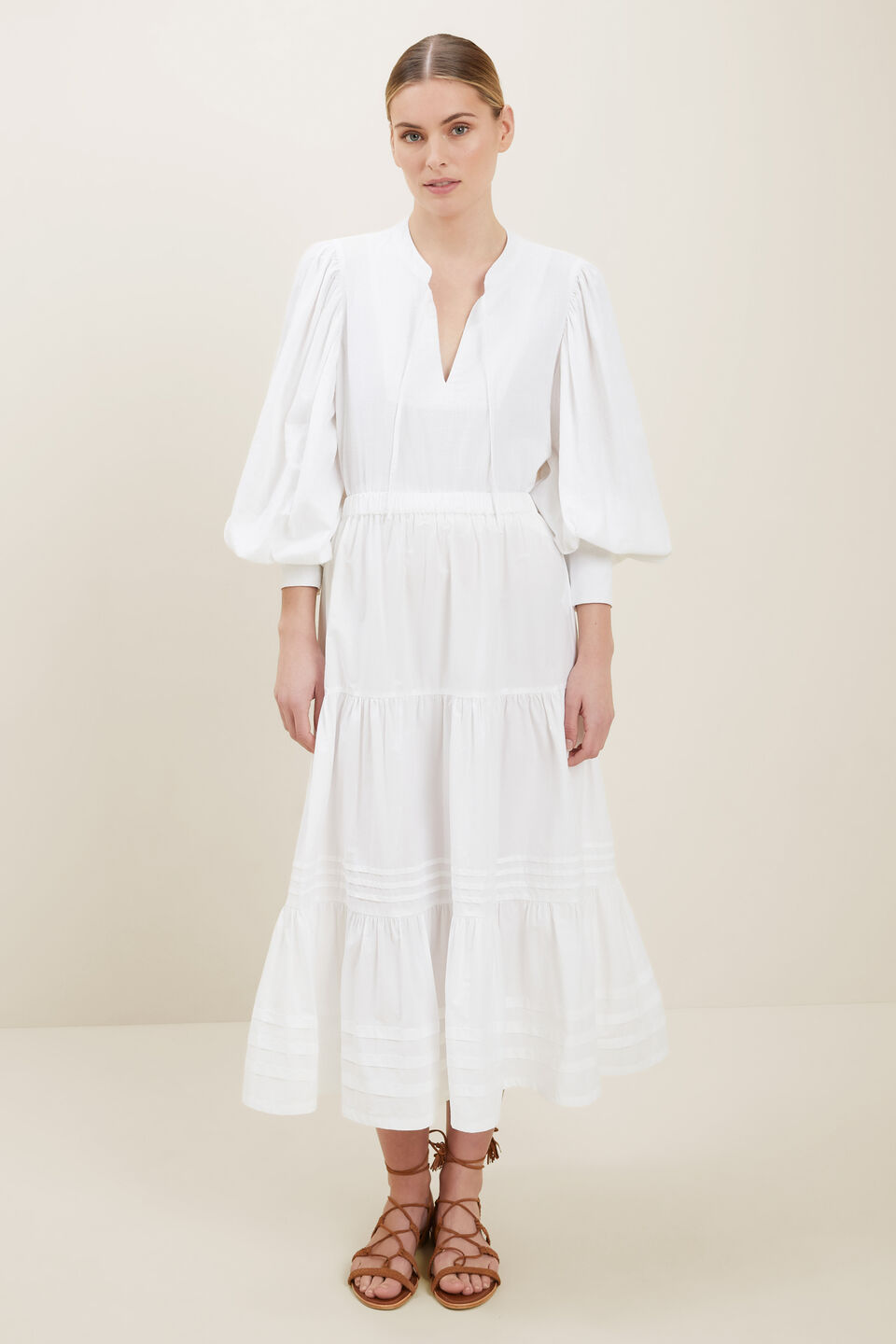 Poplin Tiered Skirt  Whisper White