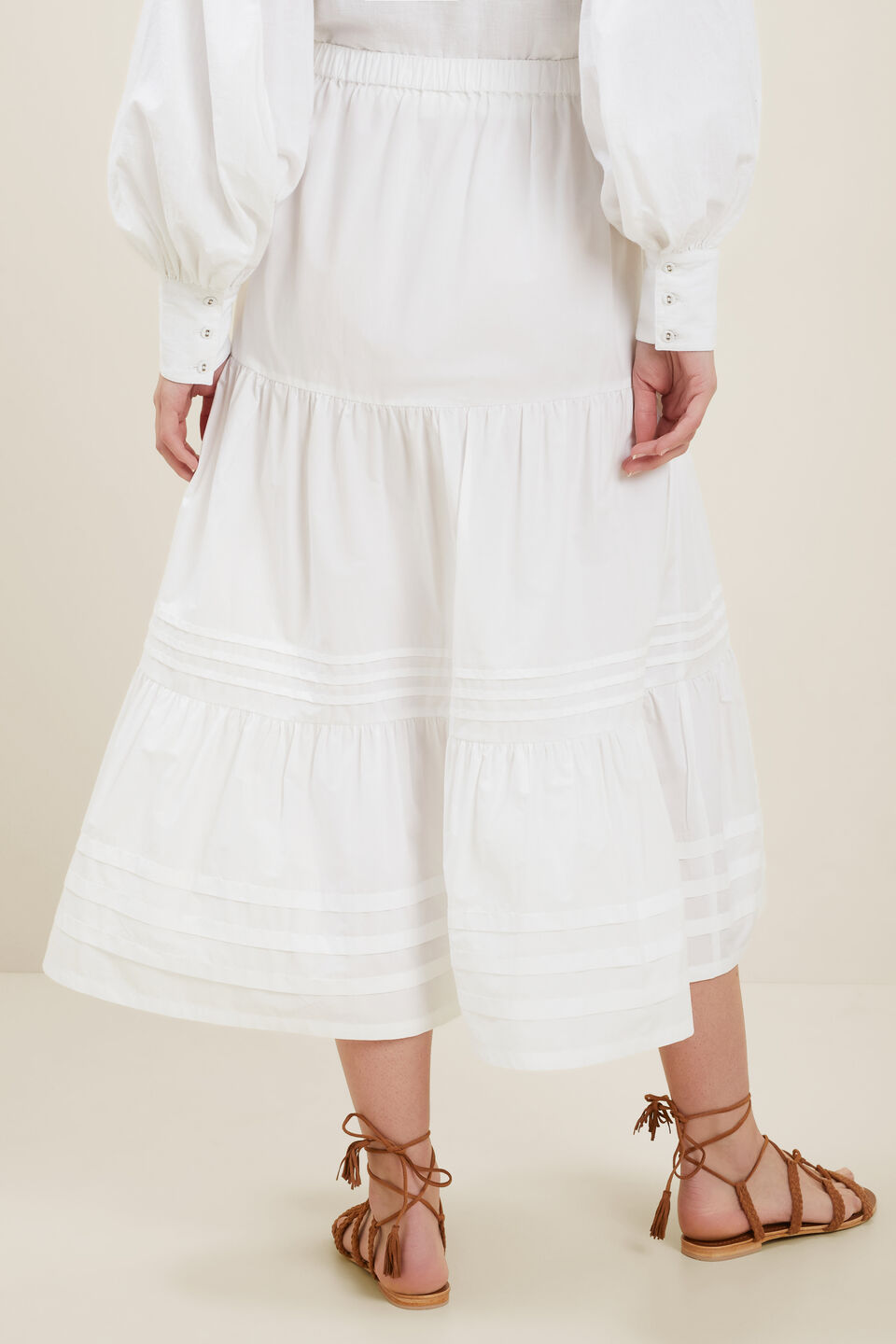 Poplin Tiered Skirt  Whisper White
