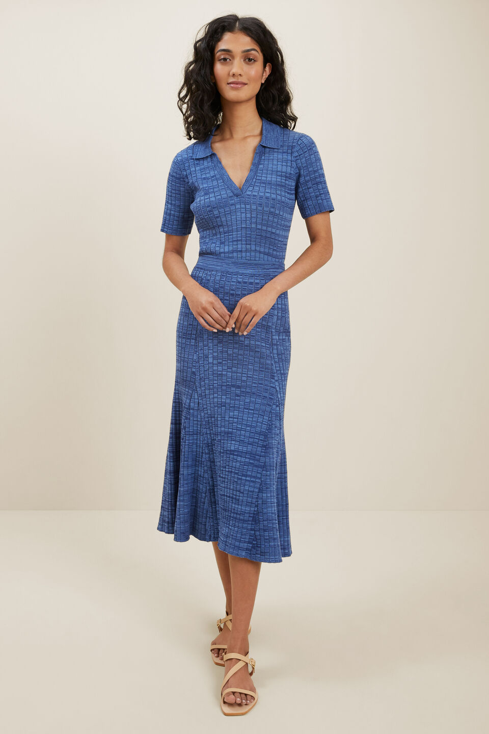 Sustainable Rib Godet Skirt  Eggshell Spacedye