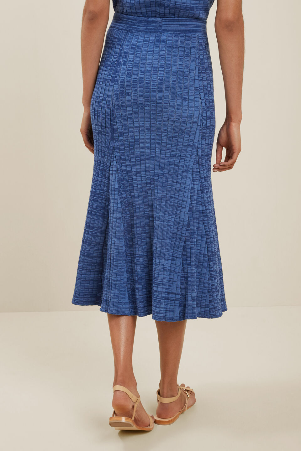 Sustainable Rib Godet Skirt  Eggshell Spacedye