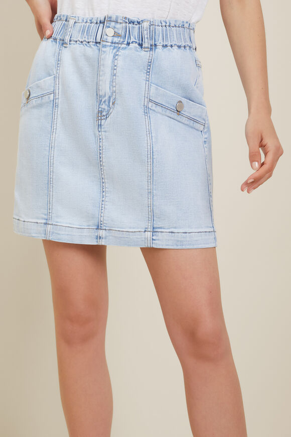 Denim Paperbag Mini Skirt  Sky Blue Rinse  hi-res