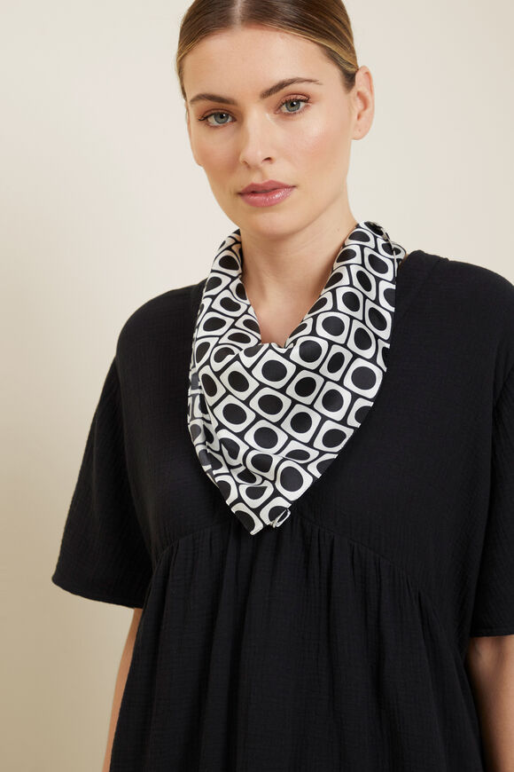 Silk Square Print Scarf  Black Multi  hi-res