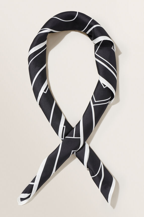Seed Square Print Scarf  Black Multi  hi-res