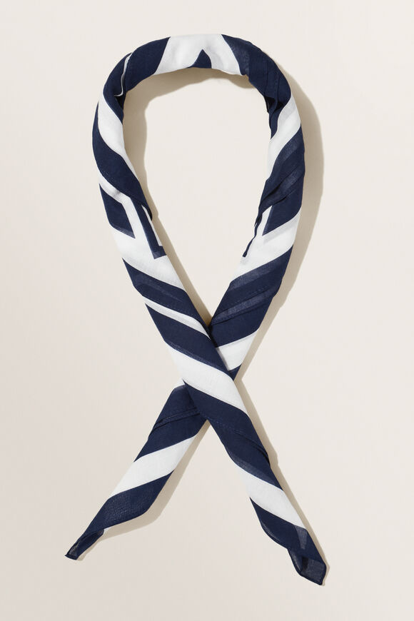 Cotton Printed Square Scarf  Deep Navy Multi  hi-res