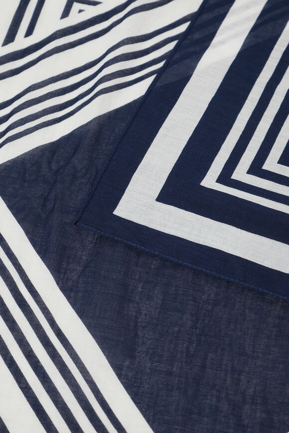 Cotton Printed Square Scarf  Deep Navy Multi  hi-res