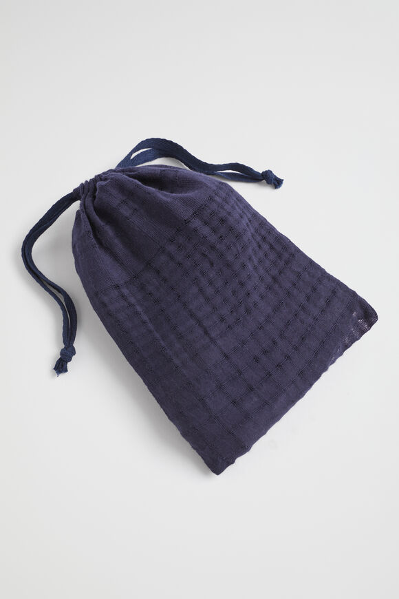 Cotton Woven Check Sarong  Deep Navy  hi-res