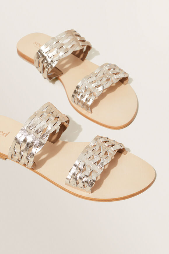 Raya Leather Woven Sandal  Gold  hi-res