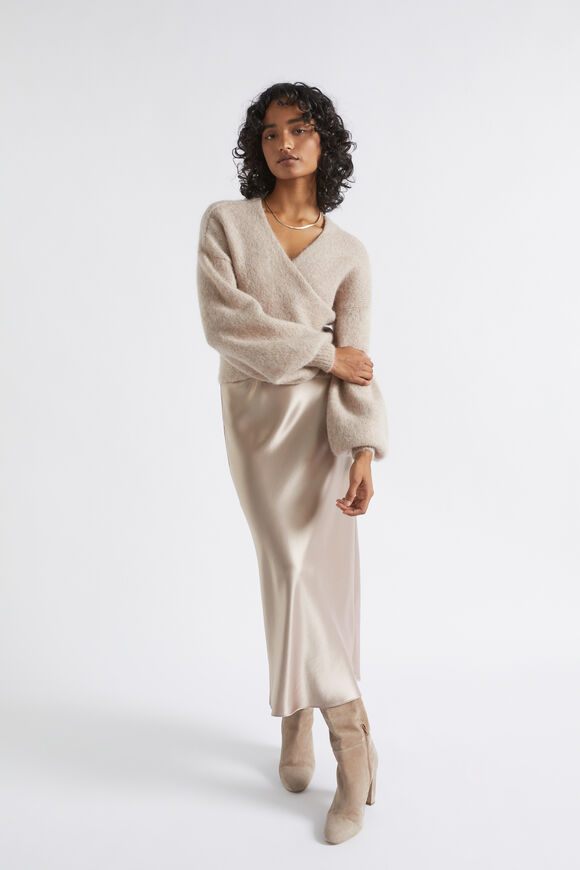 Wool Blend Wrap Sweater  Light Storm Marle  hi-res