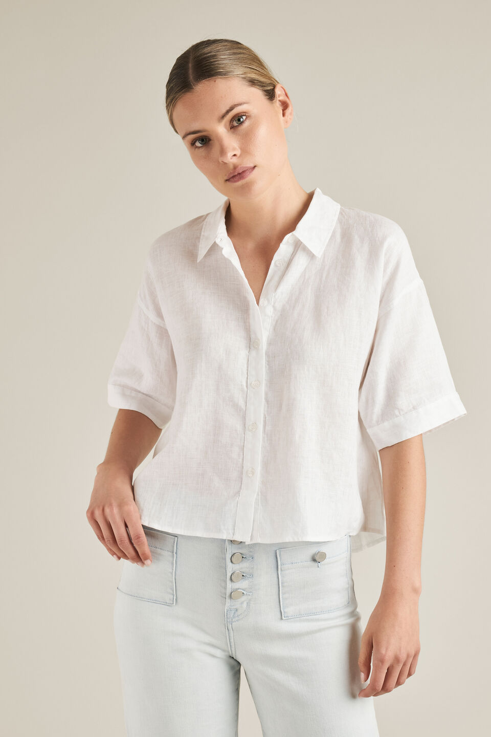 Short Sleeve Linen Shirt  