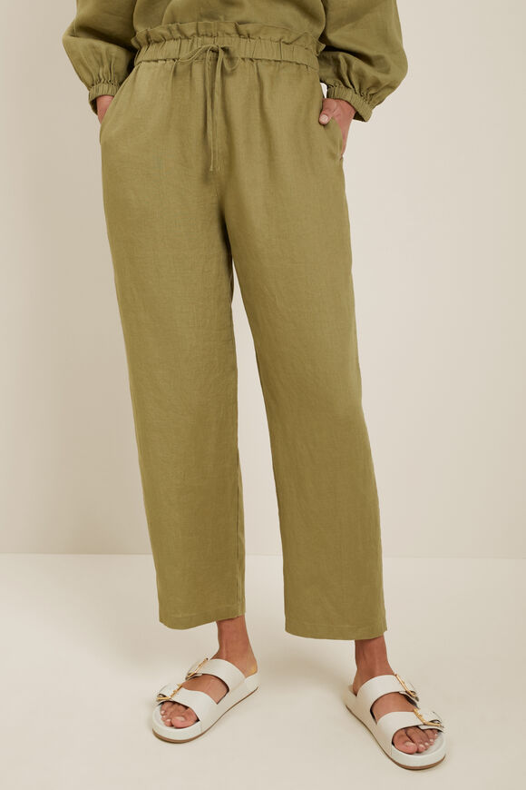 Core Linen Tie Up Pant  Sage Green  hi-res