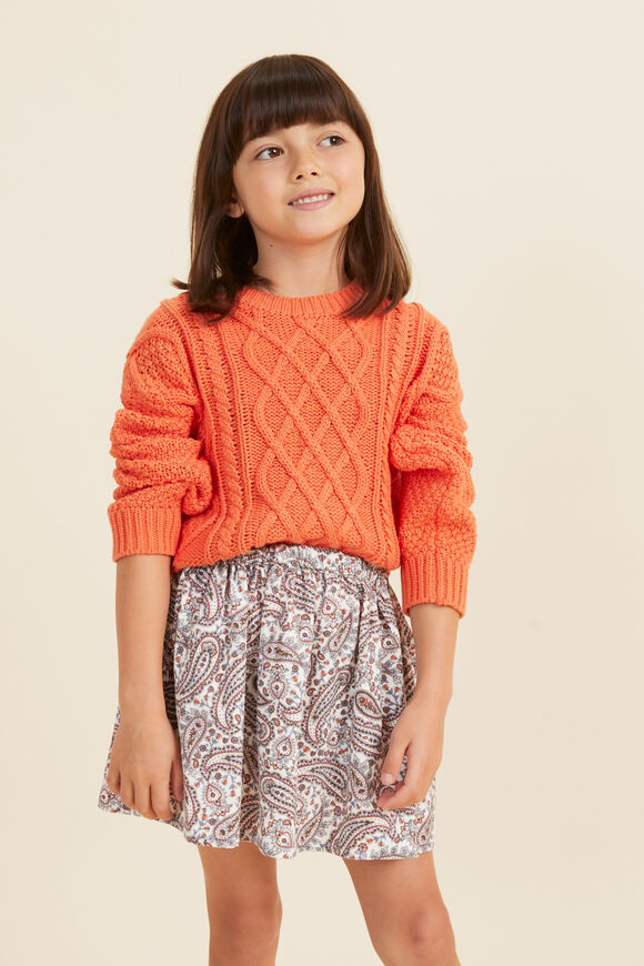 Crop Cable Sweater  Tangerine  hi-res