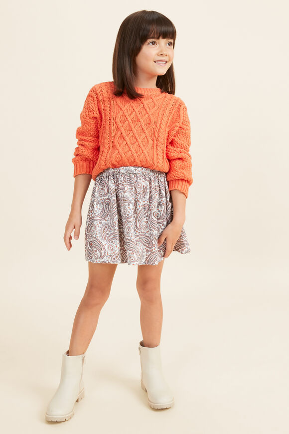Crop Cable Sweater  Tangerine  hi-res