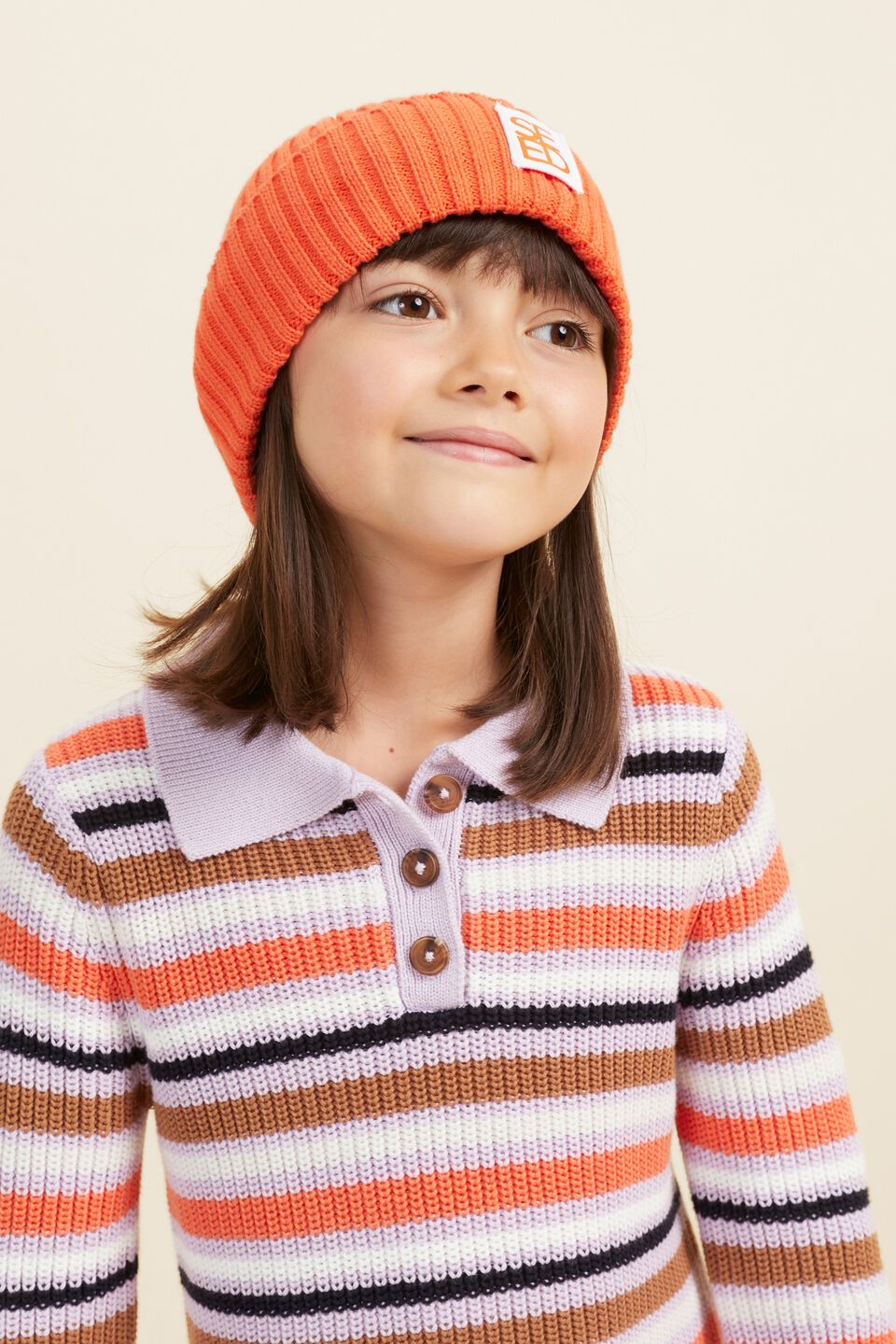 Rib Beanie  Tangerine