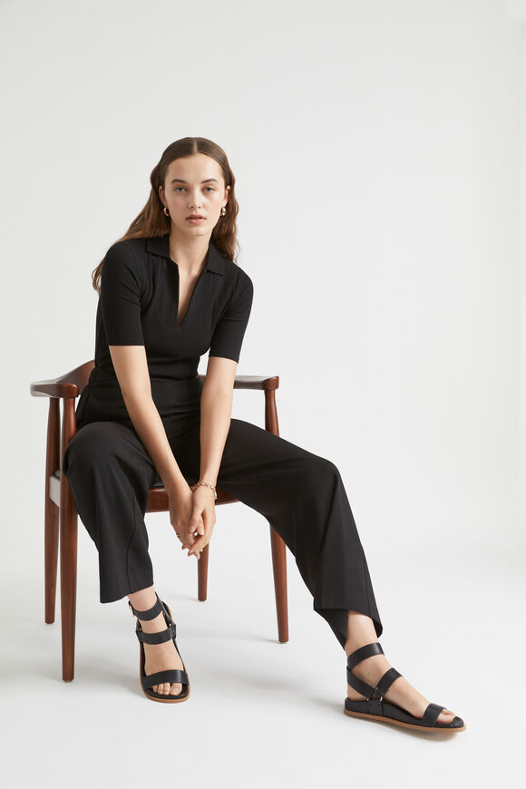 Wide Leg Pull On Pant  Black  hi-res