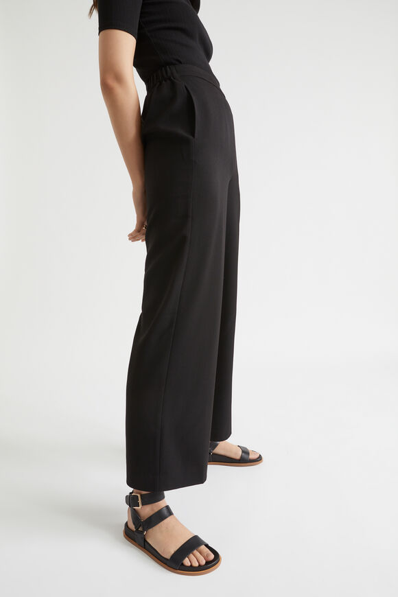 Wide Leg Pull On Pant  Black  hi-res