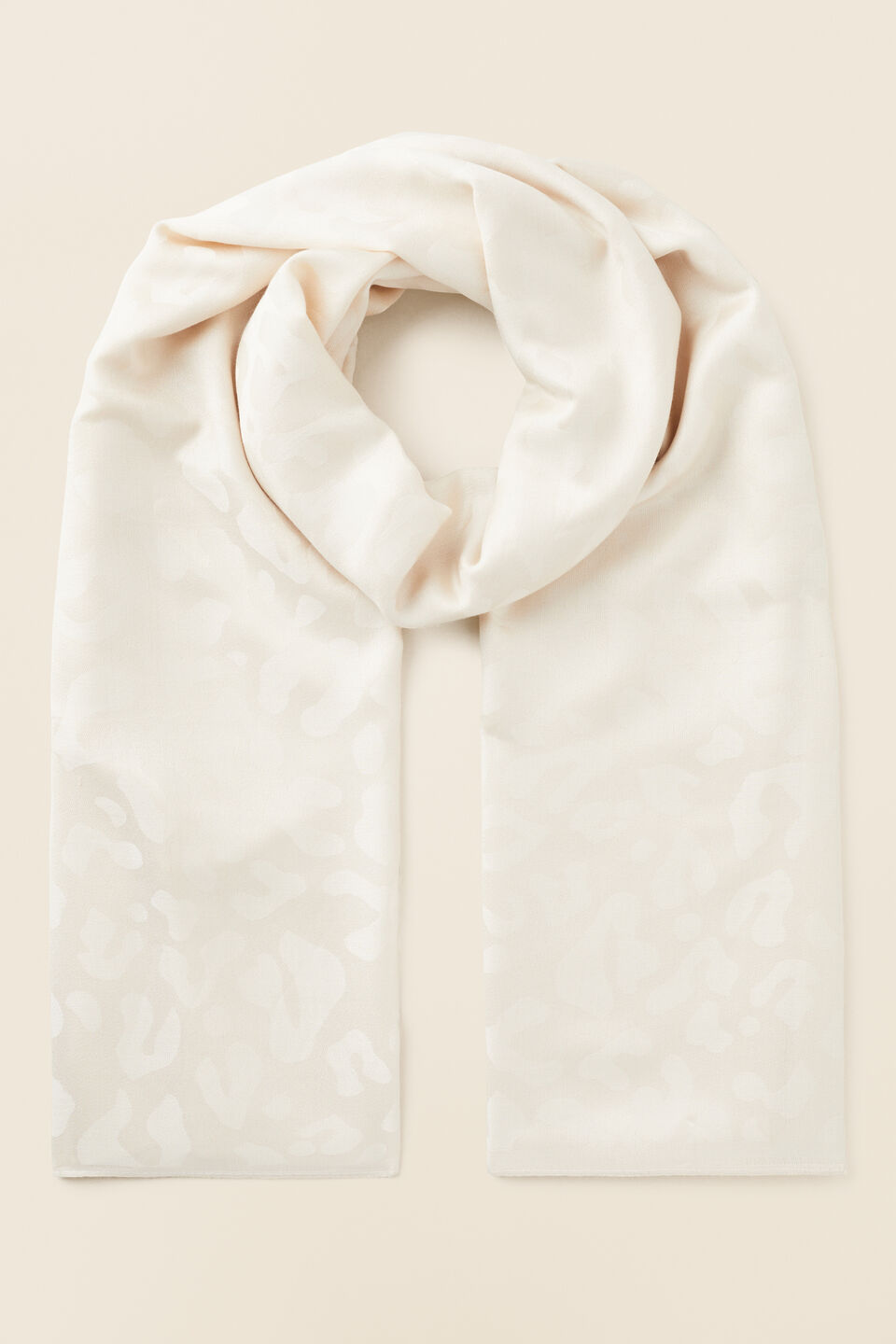 Tonal Leopard Jacquard Scarf  Pebble Cream