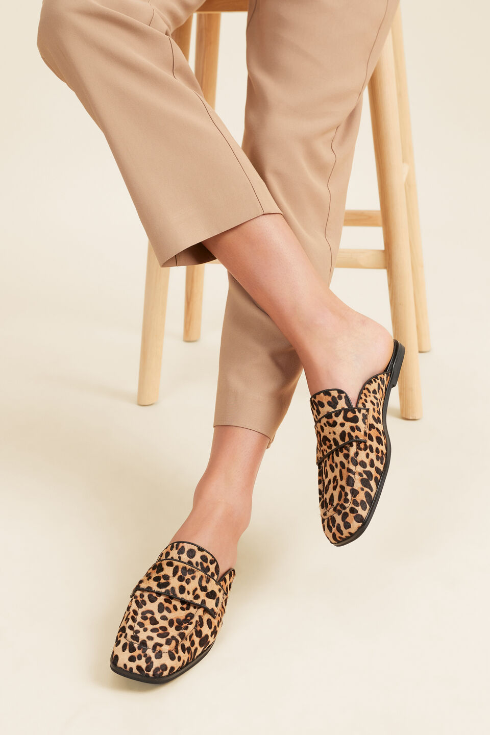 Kelly Leather Mule  Ocelot