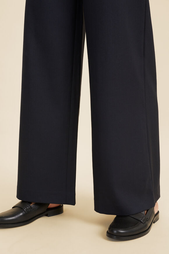 Wool Blend High Palazzo Pant  Deep Navy  hi-res