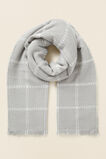 Wool Blend Fine Check Scarf  Grey Marle  hi-res