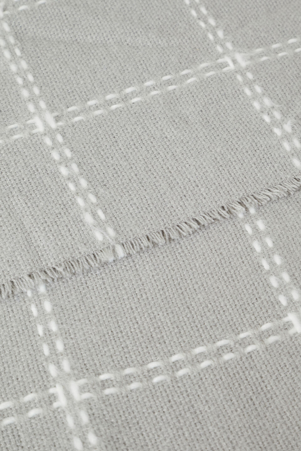 Wool Blend Fine Check Scarf  Grey Marle