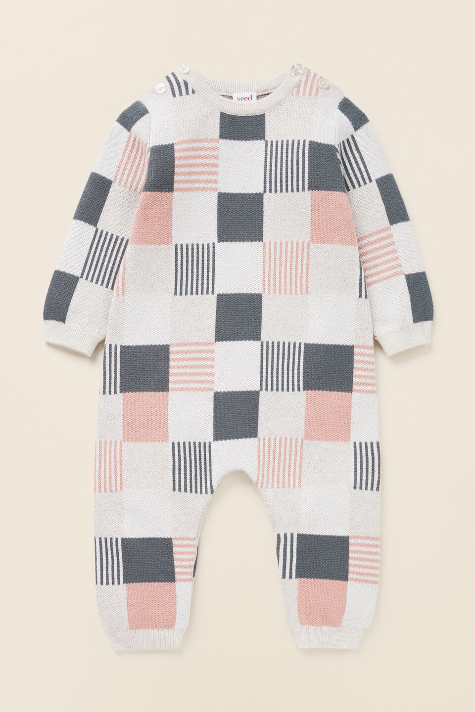 Knit Patchwork Jumpsuit  Multi
