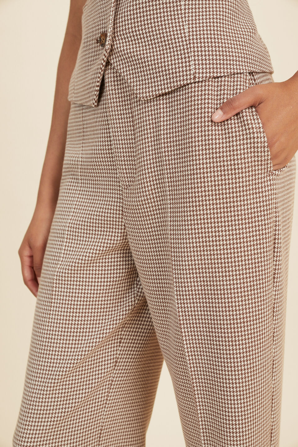 Houndstooth Suit Pant  Coconut Houndstooth
