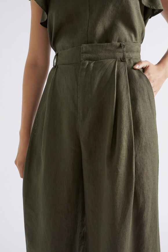 Linen Palazzo Pant  Dark Fern  hi-res