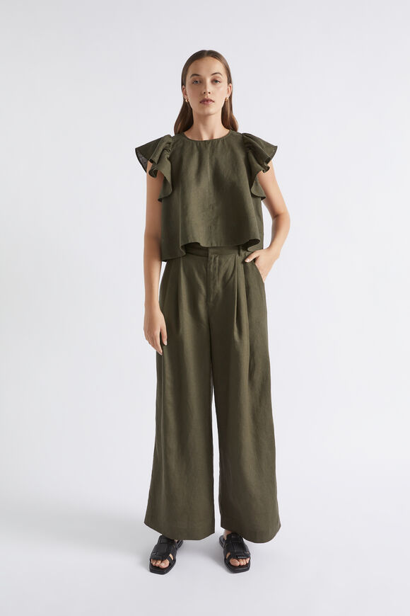 Linen Palazzo Pant  Dark Fern  hi-res