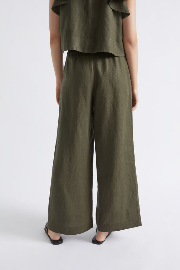 Linen Palazzo Pant  Dark Fern  hi-res