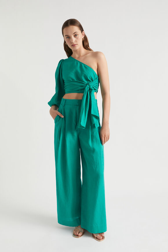 Linen Palazzo Pant  Deep Teal  hi-res