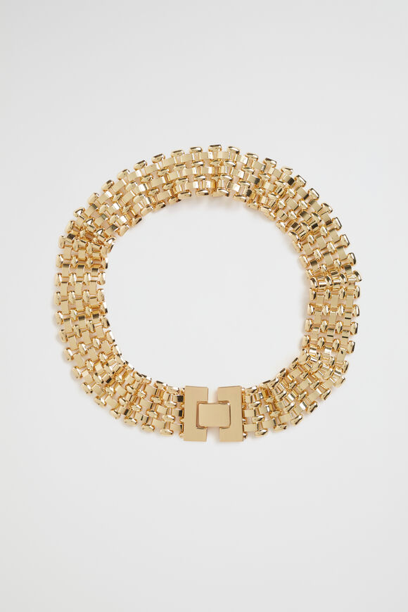 Woven Link Necklace  Gold  hi-res