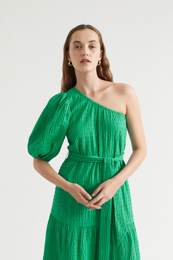 Textured One Shoulder Maxi Dress  Bright Mint  hi-res