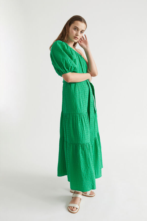 Textured One Shoulder Maxi Dress  Bright Mint  hi-res