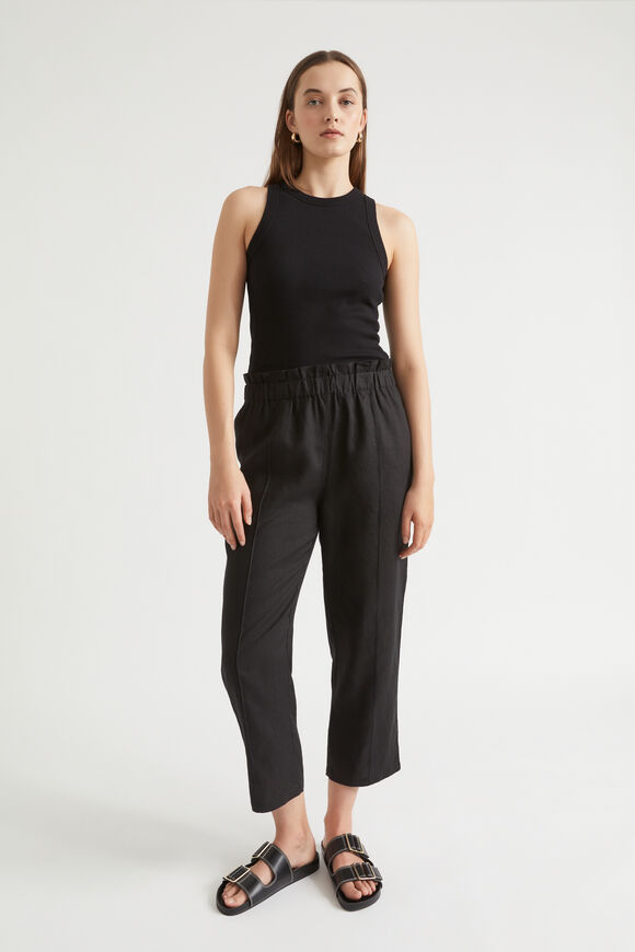Core Linen Paperbag Pant  Black  hi-res