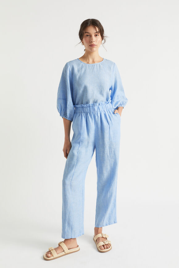 Core Linen Paperbag Pant  Bluebell Crossdye  hi-res