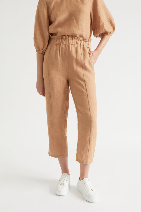 Core Linen Paperbag Pant  Light Toffee Cross Dye  hi-res