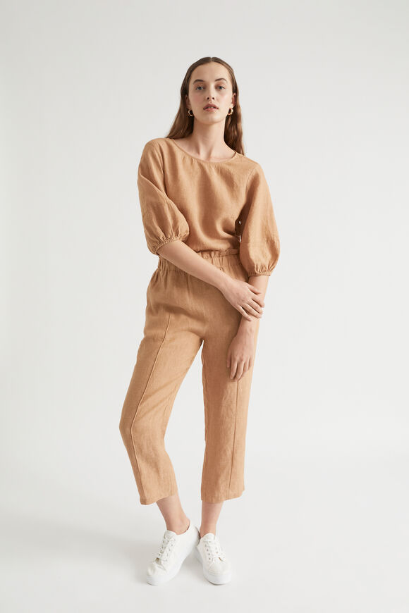Core Linen Paperbag Pant  Light Toffee Cross Dye  hi-res