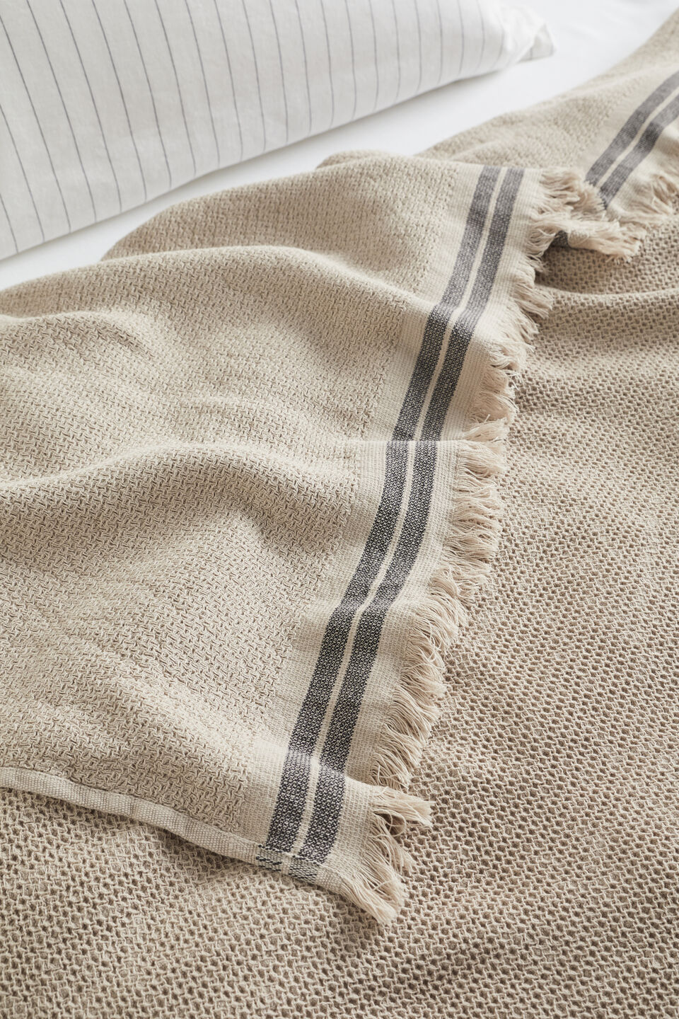 Pia Waffle Coverlet  Stone