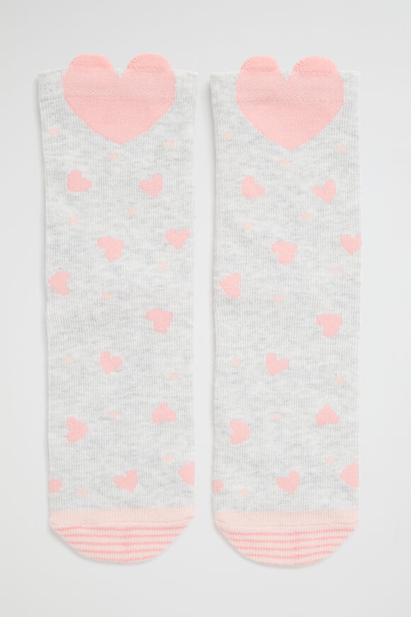 Heart Sock  Light Grey  hi-res