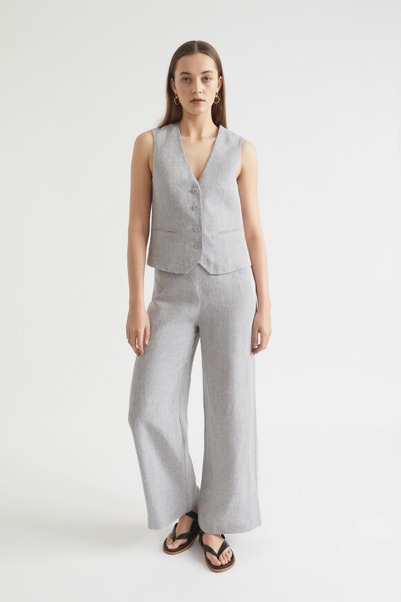 Linen Palazzo Pant  Grey Sky Cross Dye  hi-res